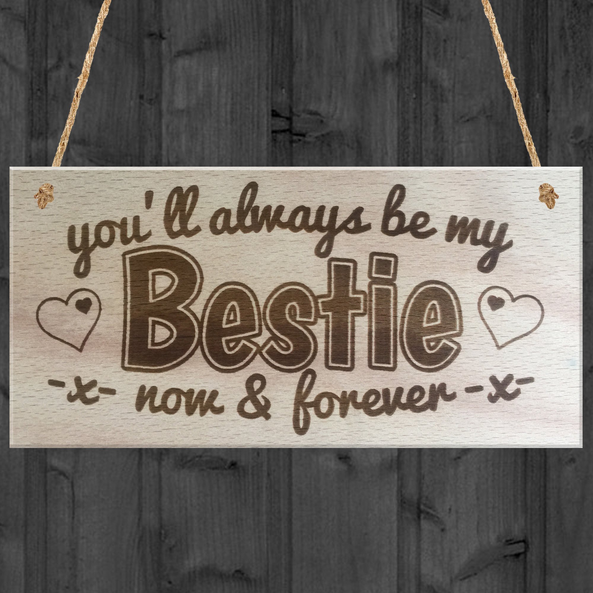 Red Ocean Bestie Wooden Sign | You’ll Always Be My Bestie Now & Forever | Friendship Gift for Best Friend | Cute Home Decor