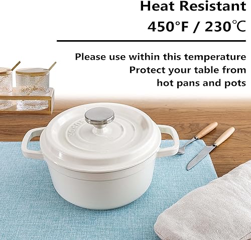 Vista 126 de Home Brilliant Juego de 4 manteles individuales de lino azul, resistentes al calor, manteles individuales para mesa de comedor, manteles Índigo