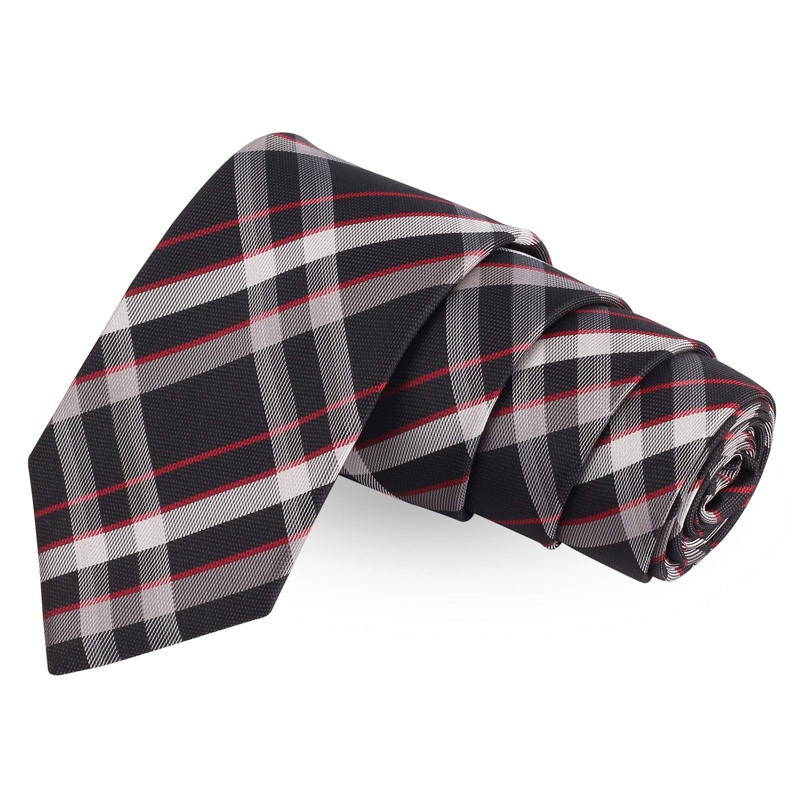 Double Checked Black Colored Microfiber Necktie For Men-image-23