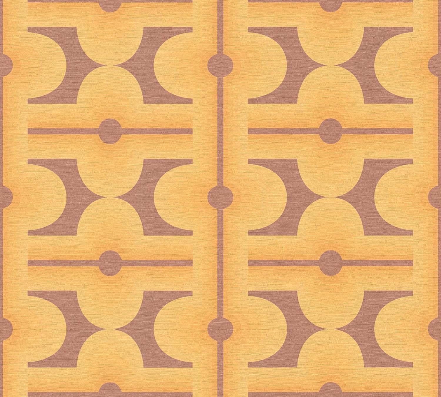 A.S. Création Retro Wallpaper 70s Vintage Graphic Brown Yellow Orange Non-Woven Wallpaper Retro Chic 395334 8.50 m x 0.53 m Made in Germany