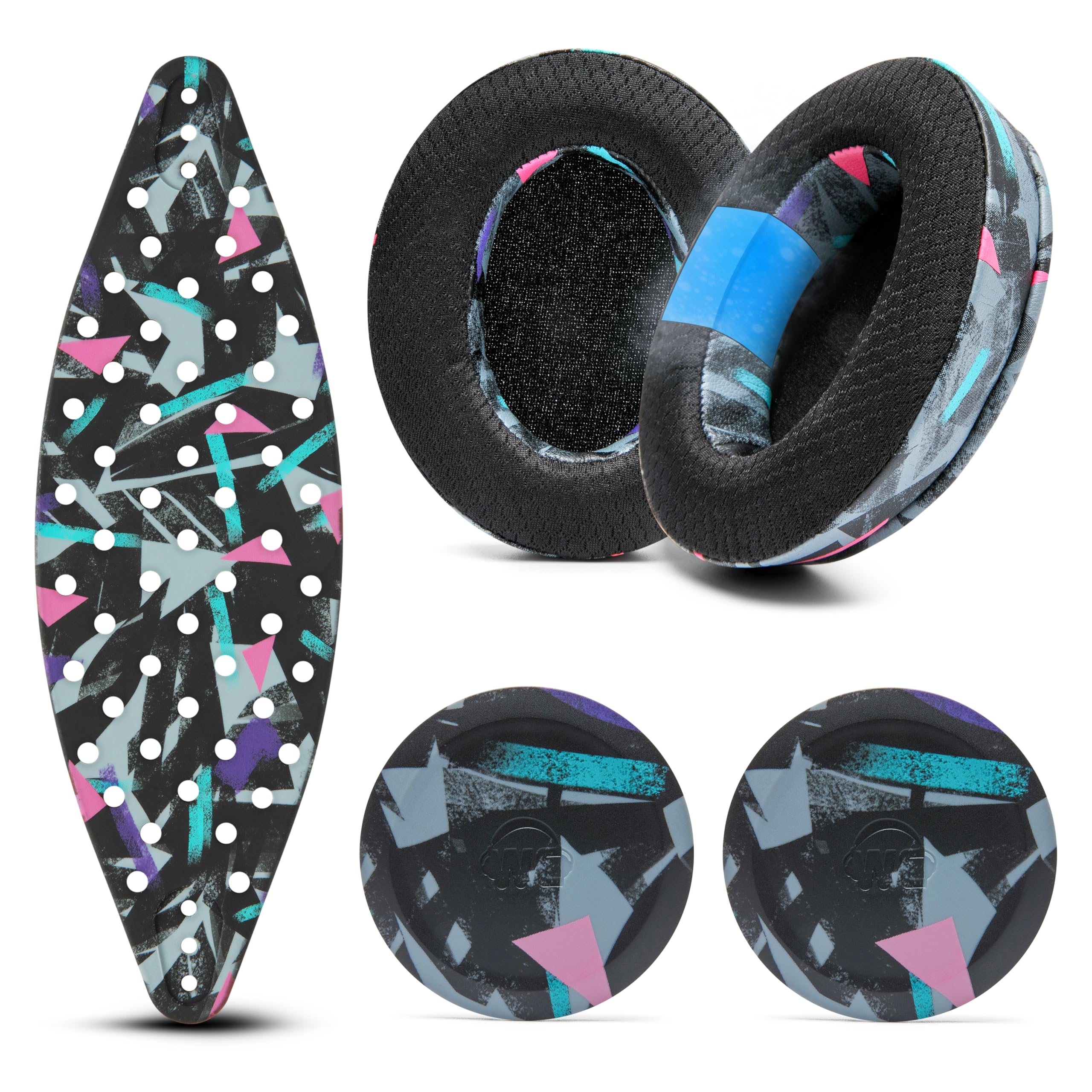 WC Modkit Arctis Nova 7 – Almohadillas de Gel, Diadema Ancha y Placas Laterales compatibles con Arctis Nova 7, 5, Pro Wired y más, Fabricados por Wicked Cushions | 90's Black