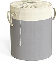 Vista 10 de Simple Houseware Cesta plegable para ropa sucia de 75 L, cesta rectangular de algodón con cierre de cordón y asas, color gris