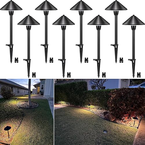 SUNVIE Paquete de 8 luces de camino de paisaje de bajo voltaje 12-24V 3W LED Iluminación de paisaje 3000K Iluminación de camino al aire libre IP65