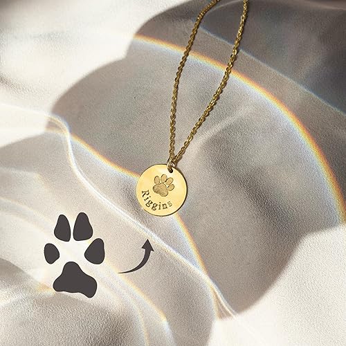 Miniatura 3 de Actual Pet's Paw Print Necklace • Custom Engraved Dog or Cat Paw Necklace • Real Pet's Paw Print Memorial Gift • 925 Sterling Silver or 14k Gold