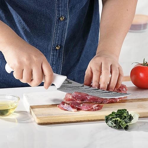 Miniatura 8 de Little Cook Cuchillo de filete de 6 pulgadas, cuchillo de deshuesado de hoja de acero inoxidable, ideal para cortar carne, pescado, aves de corral,