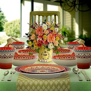 Amazon.com | Elama Zen Rust Mozaik Mandala Round Stoneware