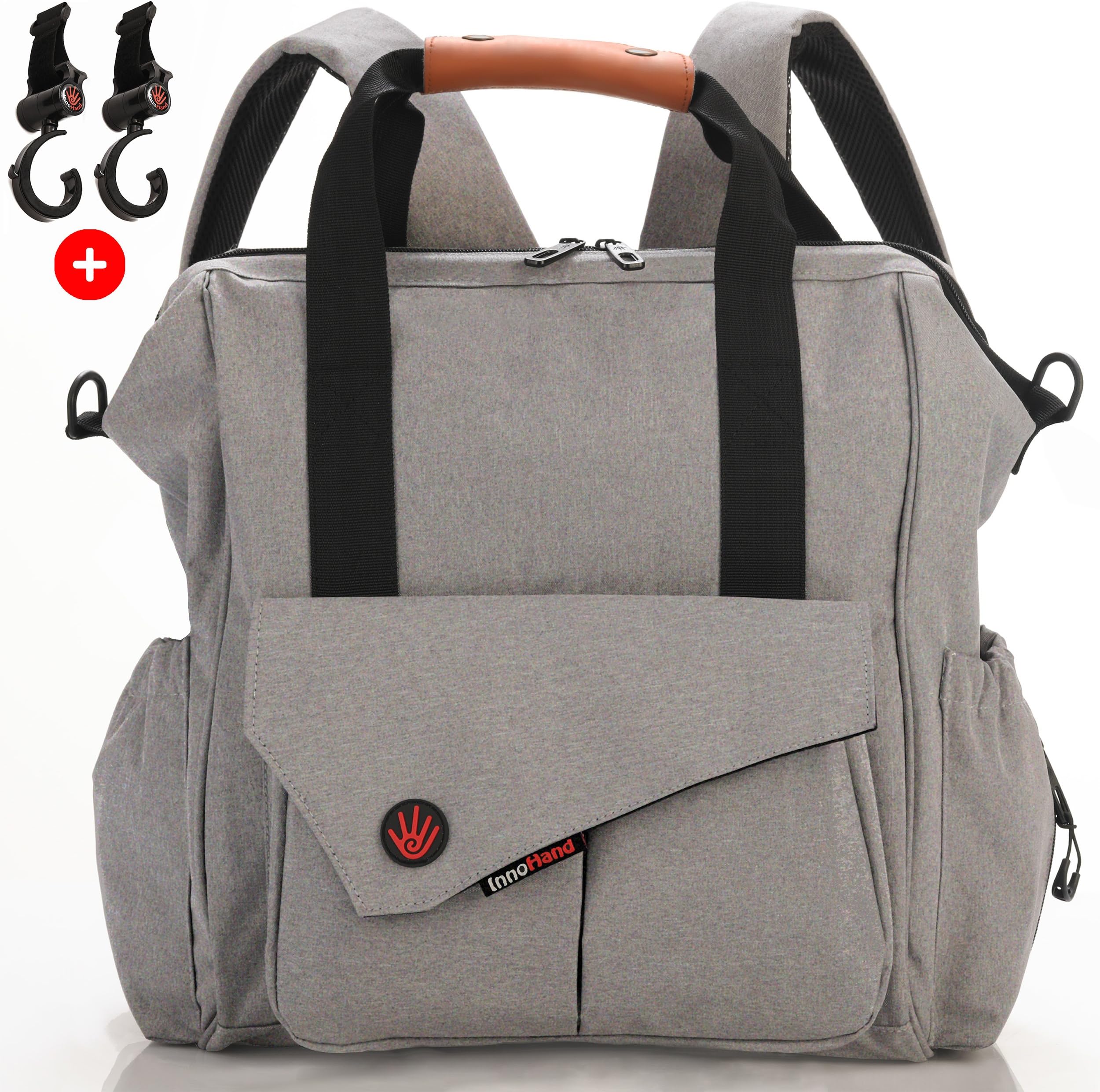Nexpa Baby Diaper Bag Backpack W/Stroller Straps & Changing Pad - Unisex Multi-Function - Grey