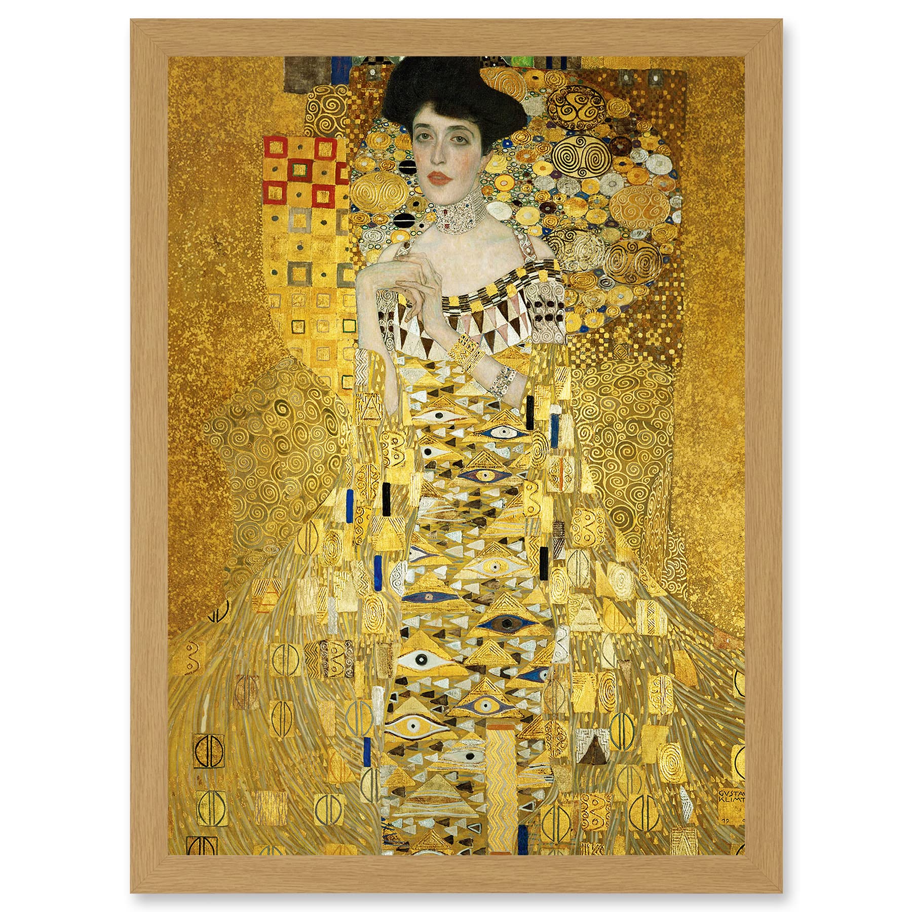 Artery8 Gustav Klimt Portrait Of Adele Bloch Bauer I Gold A4 Artwork Framed Wall Art Print