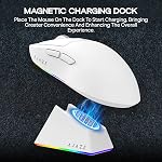 MechLands AJAZZ AJ139 V2 MC Souris de jeu avec base de recharge, réglable 12,000 DPI, PAW3311 Capteur, 3 Modes Souris sans fil, 500mAh Batterie, 1000 Taux de participation, 66g Légèreté, victoire/mac (blanc)