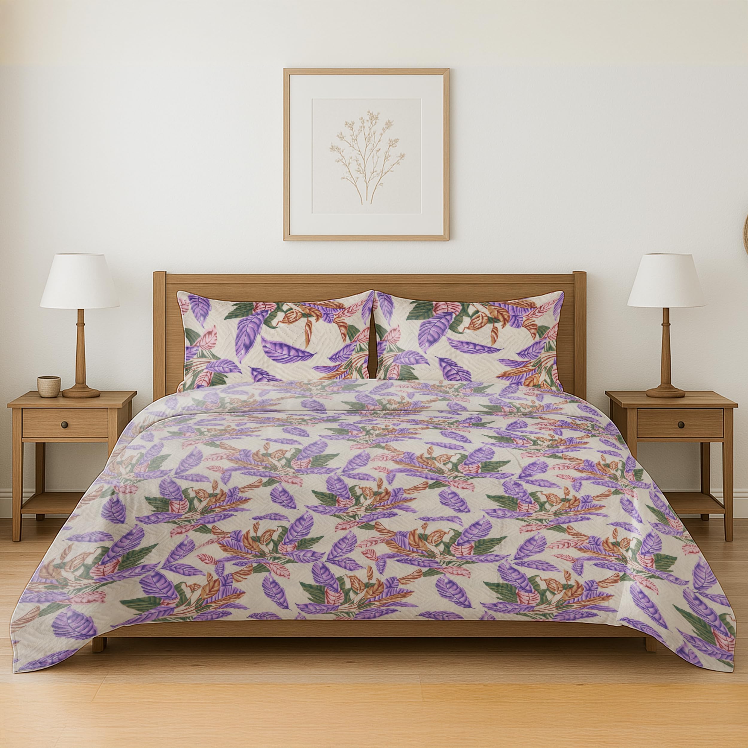Colcha Boutis para Primavera y Verano Bicolor Reversible Liso de Color Beig + 2 Funda Cojin 50x70 cm - Colcha Ligera Fina Entretiempo (Cama 135, 220x260cm) — view 20