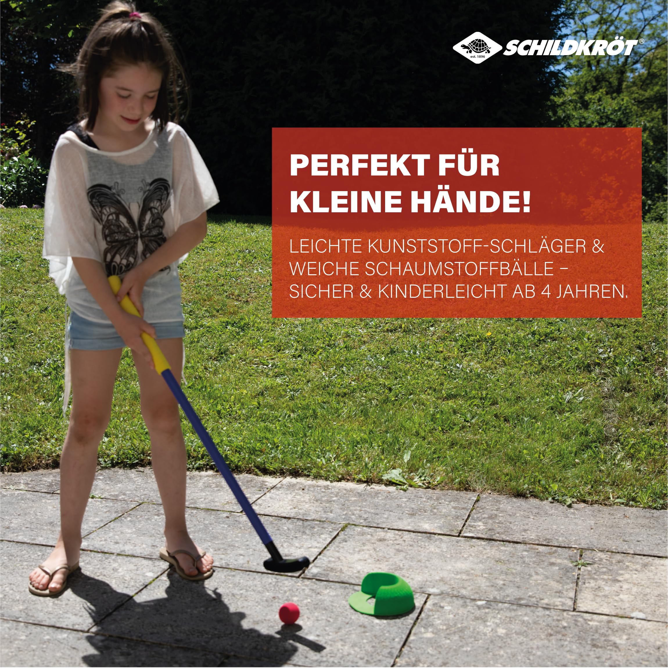 Schildkröt Mini-Golf Set pour Enfants - Set Complet avec 2 Clubs, 2 balles en Mousse & Cible - Indoor & Outdoor Golfspiel - Lernspiel für Koordination & Bewegung AB 4 Jahren