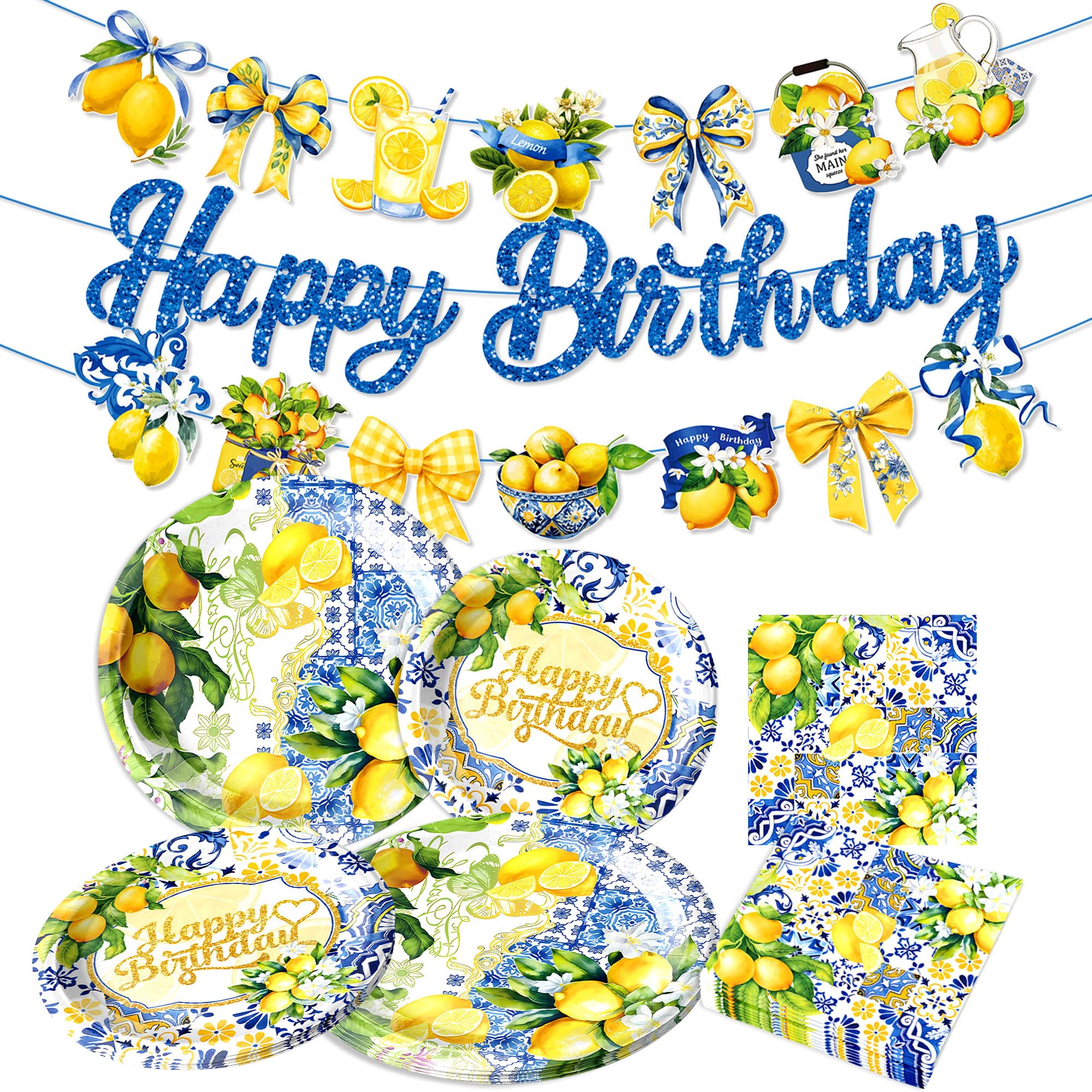 Capri Lemon Party Decoration Capri Lemon Birthday Party Tableware Supplies Plates Napkins 10 Guest