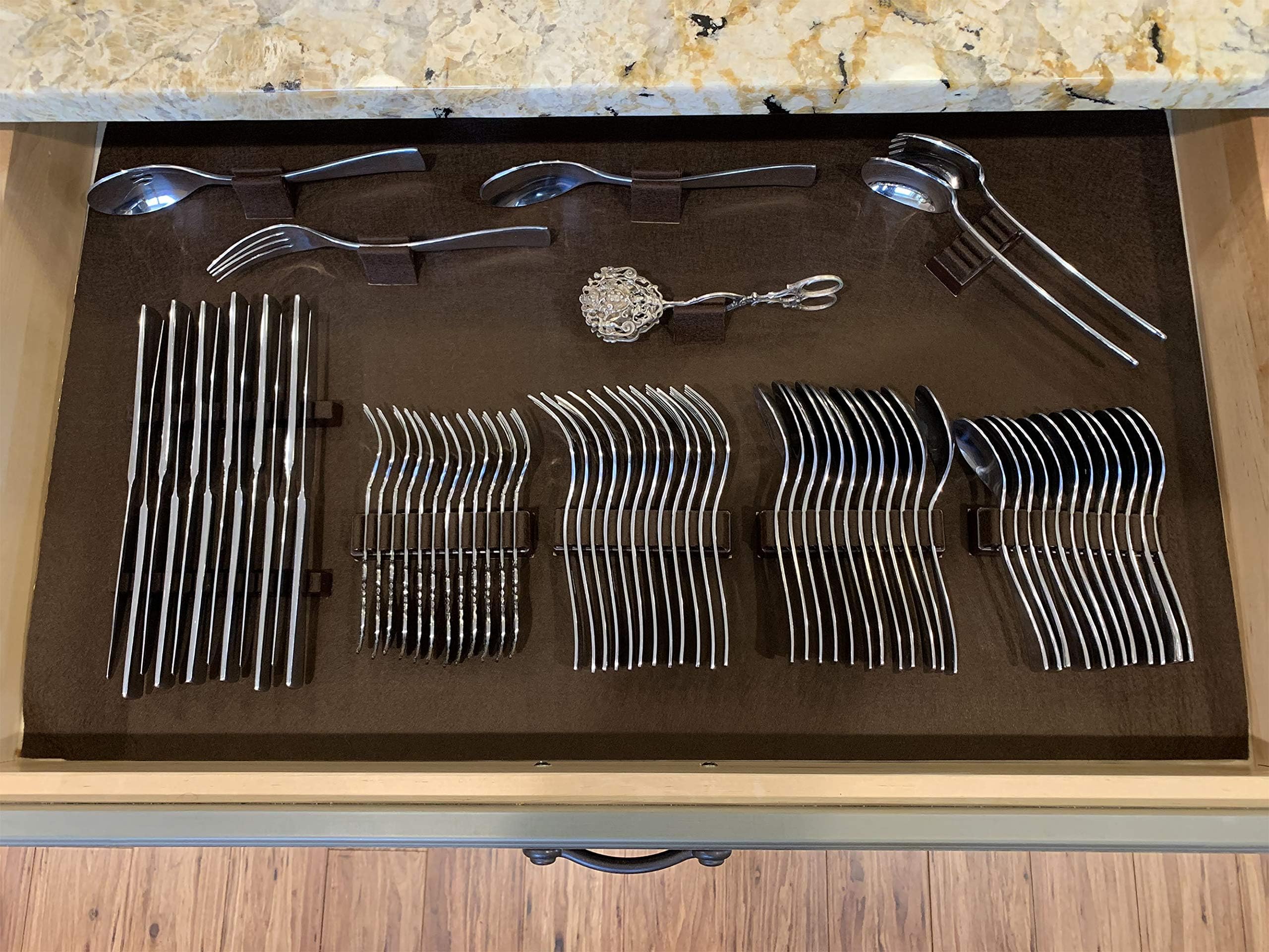 Silverware Drawer Lining Kit in Brown - Holds 70 Pieces