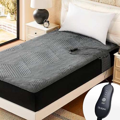 Miniatura 10 de Protector de colchón térmico tamaño Queen, protector de colchón eléctrico de doble control con 4 ajustes de calor y apagado automático de 10 horas,