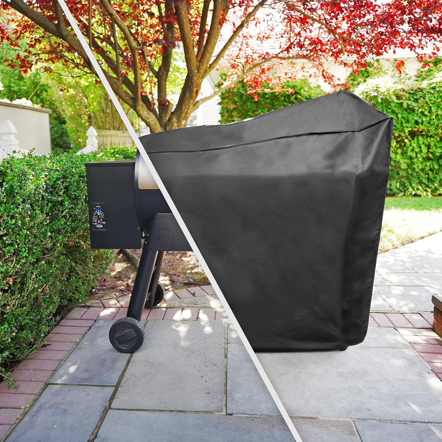 Mr. Bar-B-Q Large Universal Fit Smoker & Pellet Grill Cover with Heavy Duty Waterproof Patio Outdoor Barbeque BBQ Smoker and Pellet Cover (58.5" L x 30" W x 48" H)