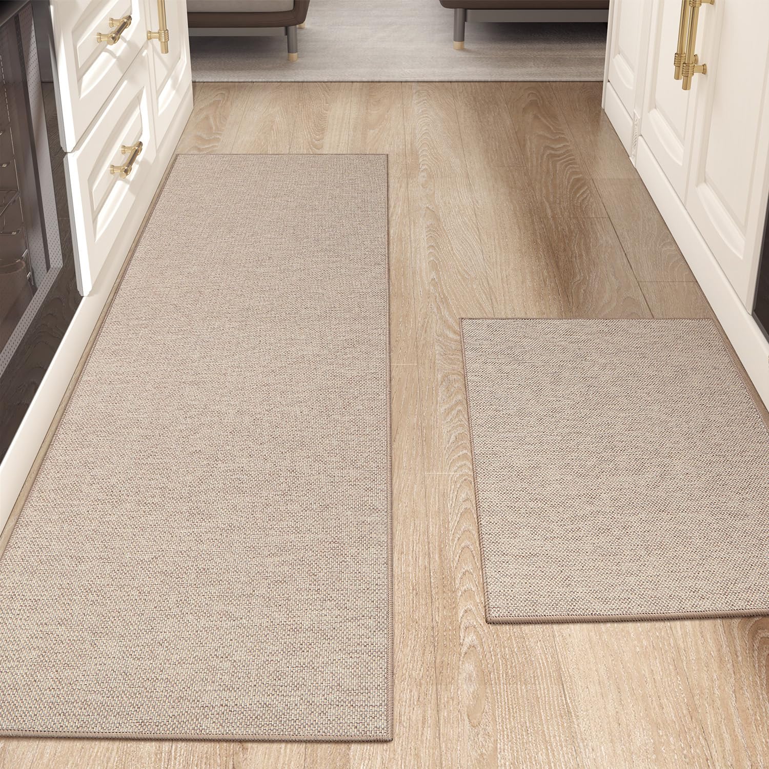Alfombras de cocina antideslizantes beige para proteger el suelo del fregadero