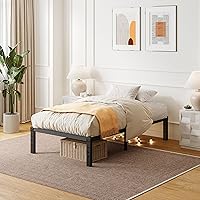 Vista 2 de ZIYOO Twin Bed Frames with Heavy Duty Steel Slat, 14 Inches Platform Bed Frame, Non-Slip Design, No Box Spring Needed, Easy Assembly, Quiet Noise