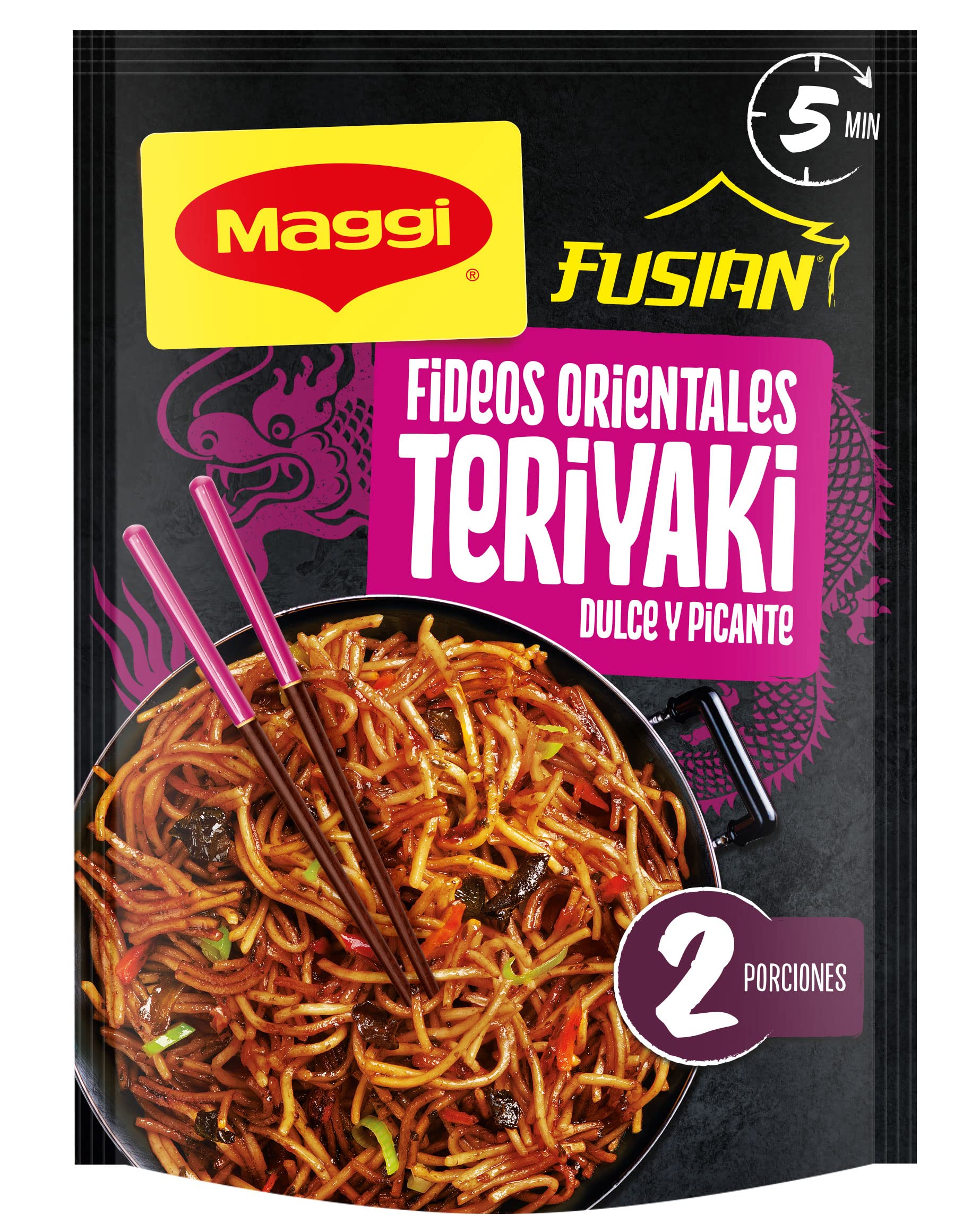 Maggi Fusian Fideos Orientales Teriyaki, 130 g, pack 12 | Listos en 5 minutos