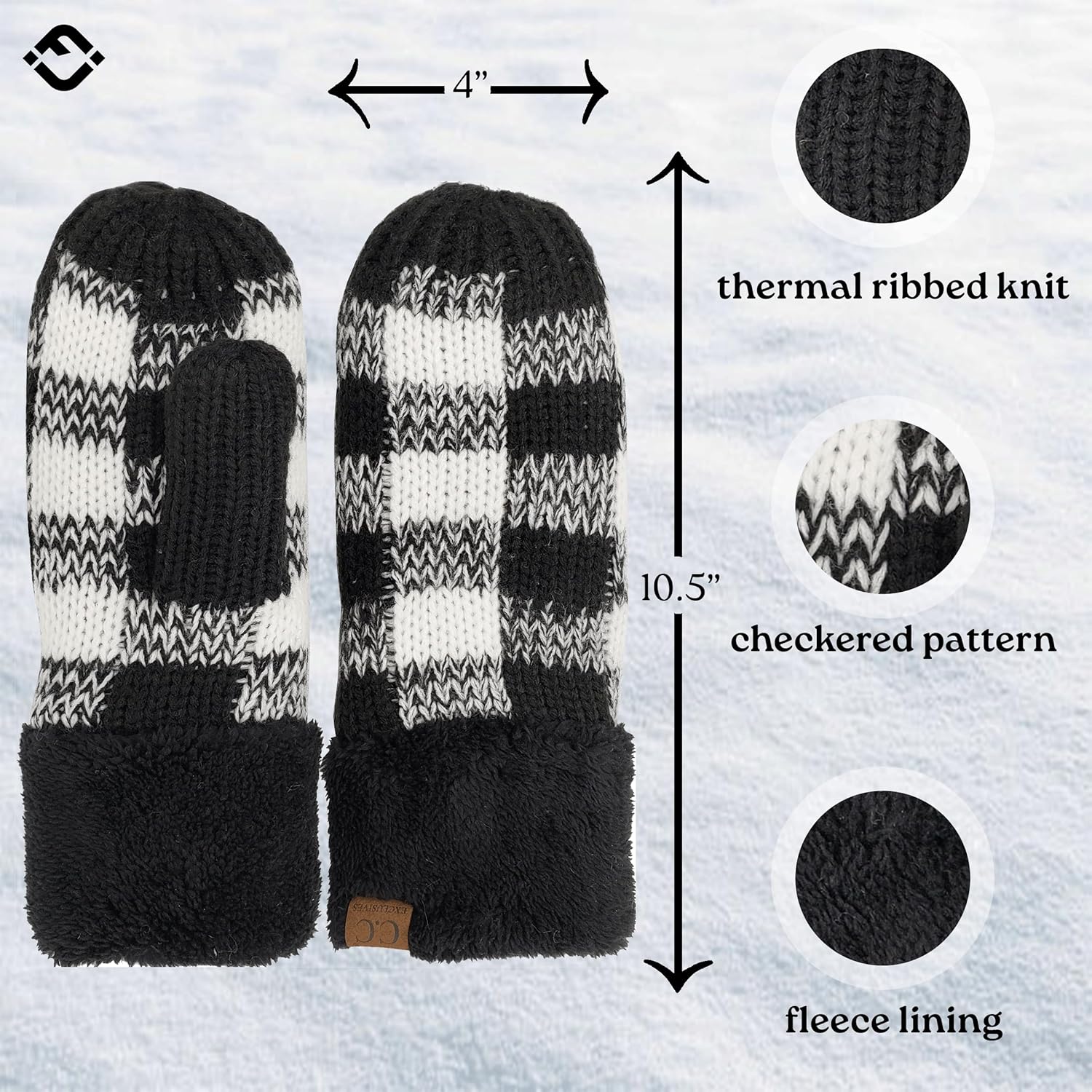Funky Junque Mittens for Women - Fleece Lined Womens Winter Gloves, Fuzzy Warm Mittens, Cold Weather Fashion Accessories - Image 3