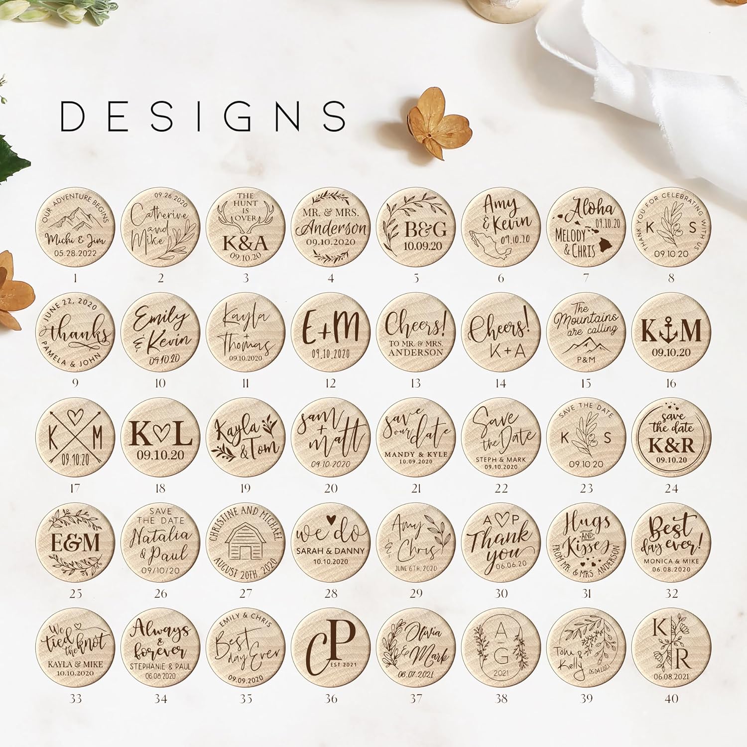 Personalized Bulk Wedding Favors, Initial Wine Bottle Stopper, Baptism Favor with Organza Bags, Bridal Shower and Birthday Party Gift, Customized Heart Wine Corks, Engraved Monogram Wine Bottle Caps