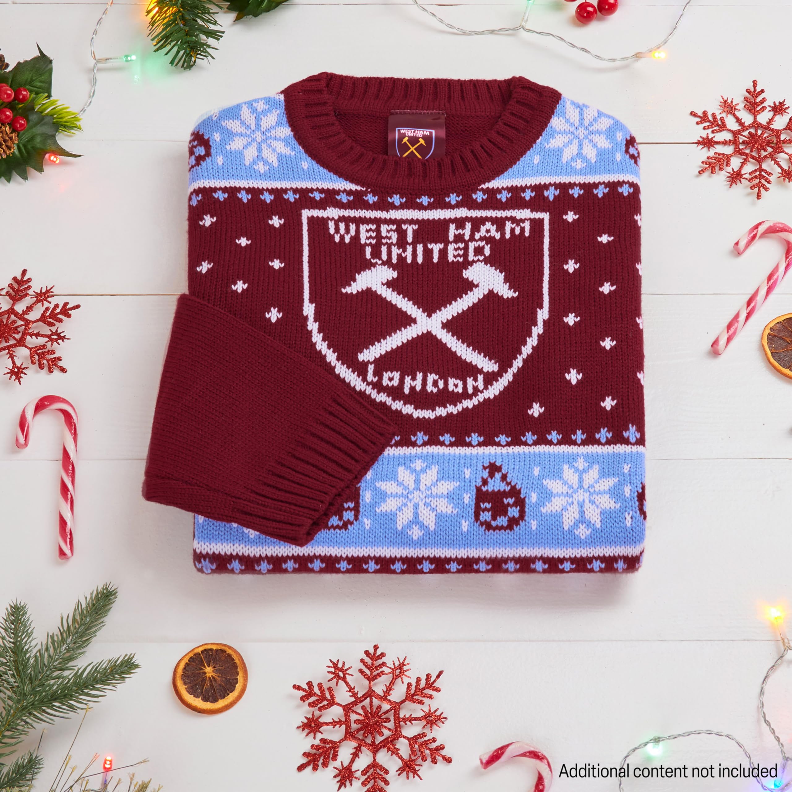 West Ham United Świąteczny sweter FC dla dzieci, nastolatków, ciepły, przytulny sweter piłkarski, Boże Narodzenie, 7-14 lat, prezenty dla chłopców z West Ham