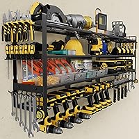 Jusgym 49.4'' Heavy Duty Power Tool Organizer Wall Mount - 4-Tier Rack with 12 Drill Holders, 600lbs Capacity Garage Storage