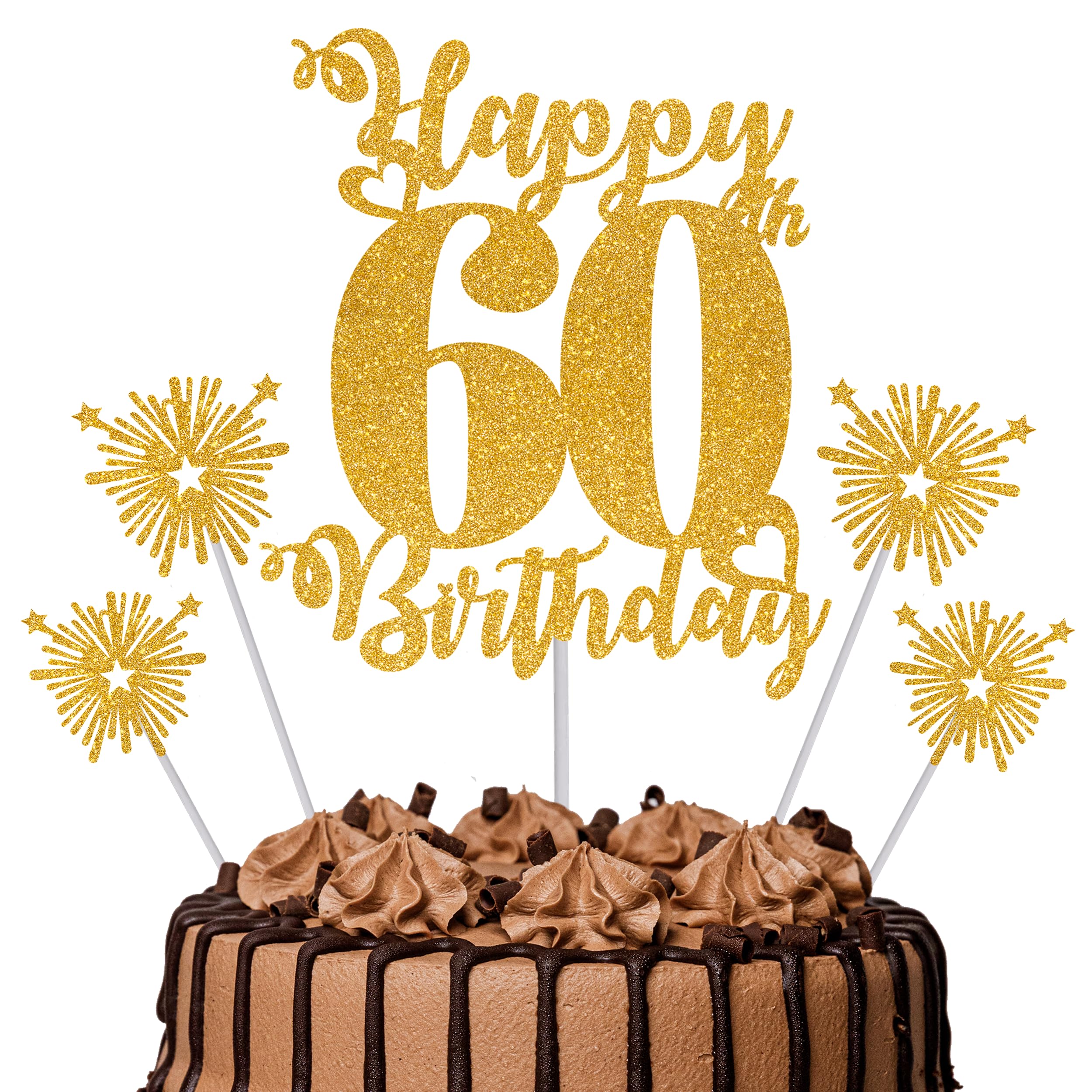 Gold Glitter 96th Birthday Cake Topper Set – 5 Piece Premium Glitter Birthday Decoration & Party Supplies for Men, Women & Kids – 96th Birthday — view 37