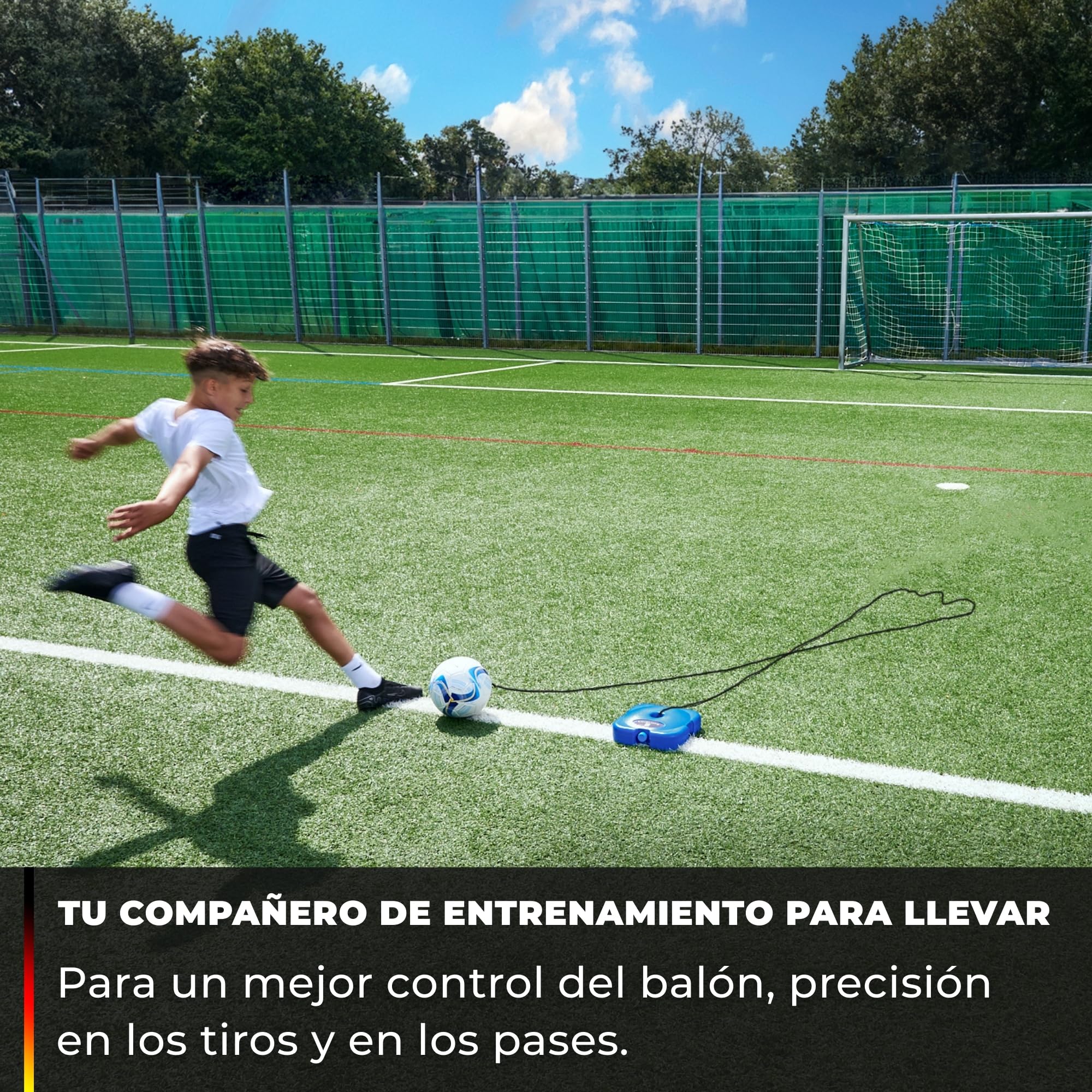 MOVEMATE Juego de entrenamiento de fútbol con cuerda | Popular regalo de fútbol para niños | Innovador dispositivo de entrenamiento para exteriores, en el jardín, en el campo de fútbol