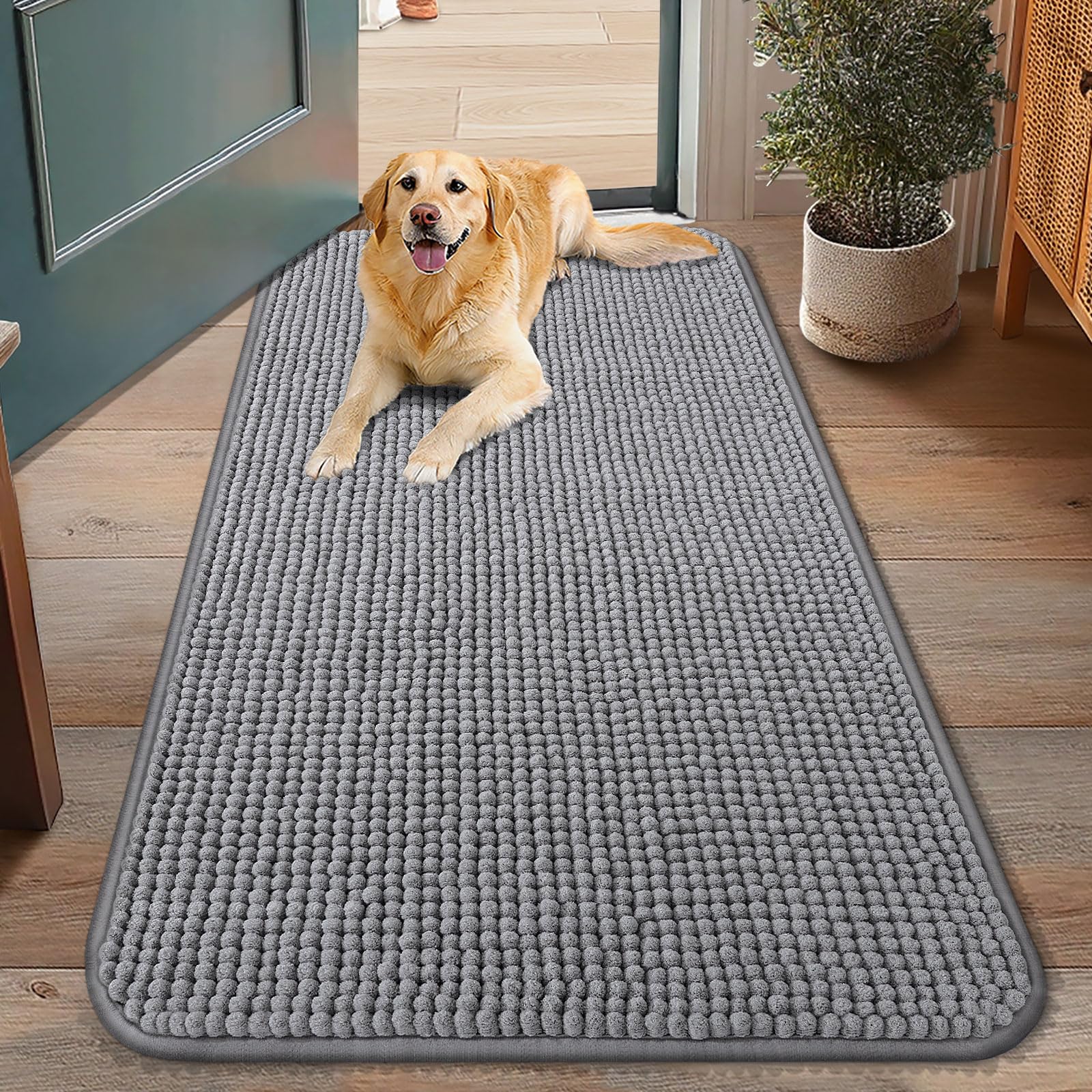 Smiry Dog Door Mat for Muddy Paws