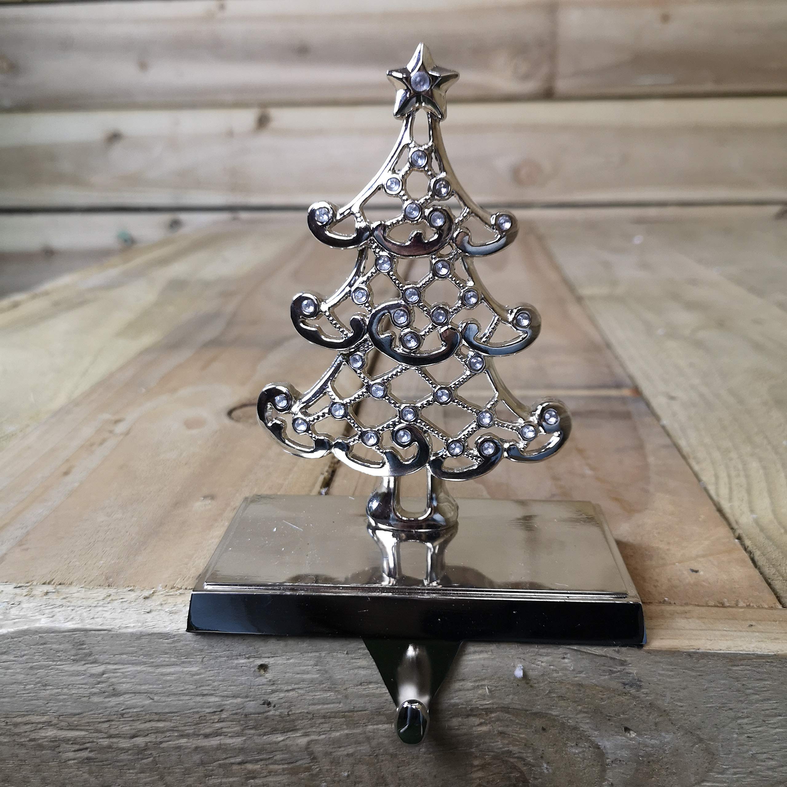 Premier Silver Christmas Tree With Crystals Christmas Stocking Hanger