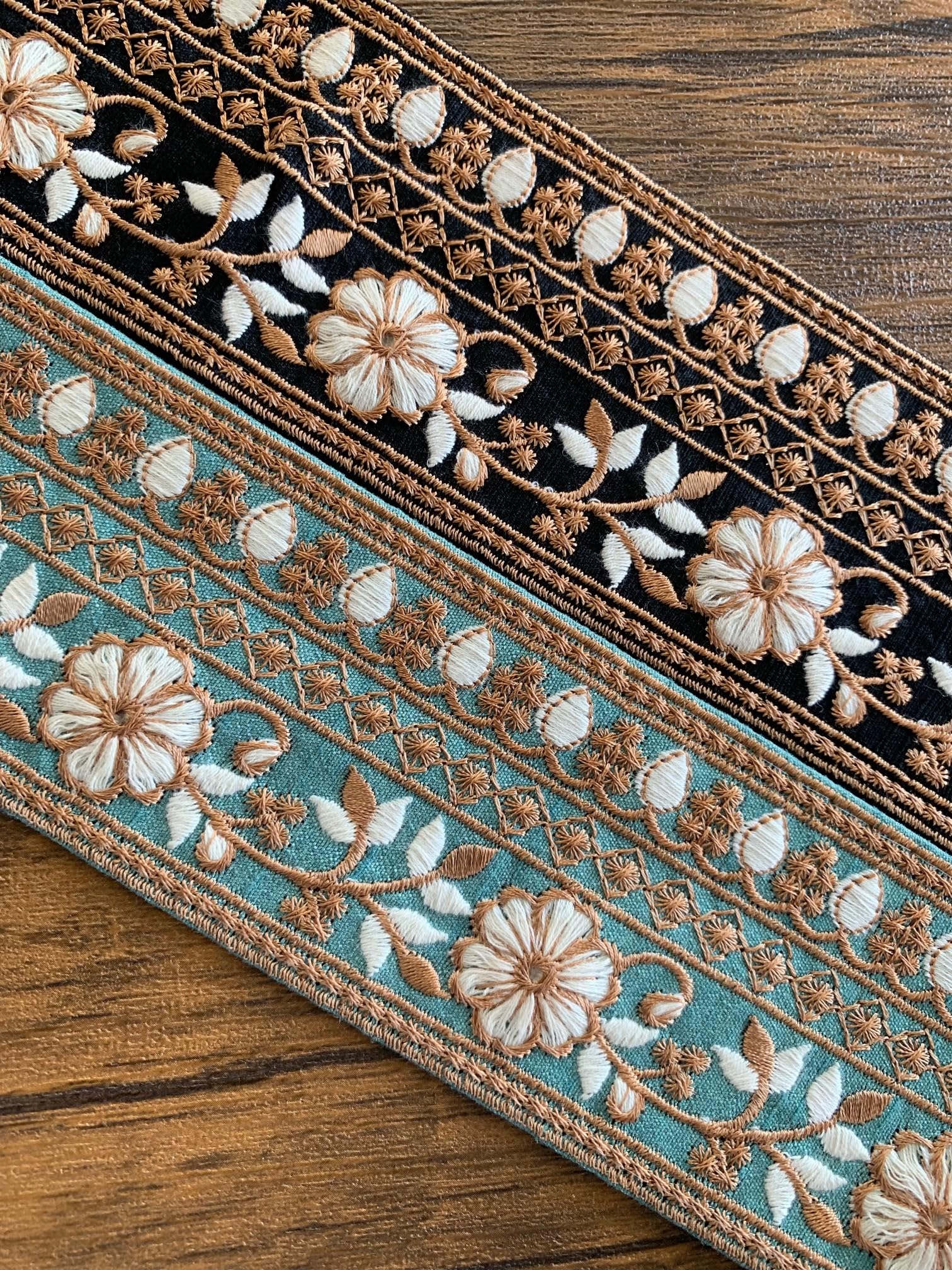 Amazon.co.jp: サマーセール！ 100cm×2色セット インド刺繍リボン 2 