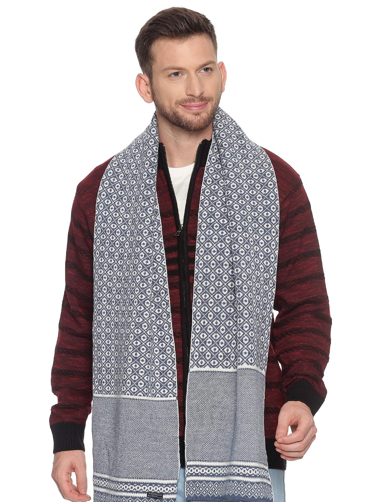 513 Men's Stripes Knitted Muffler (Multicolour, Free Size)
