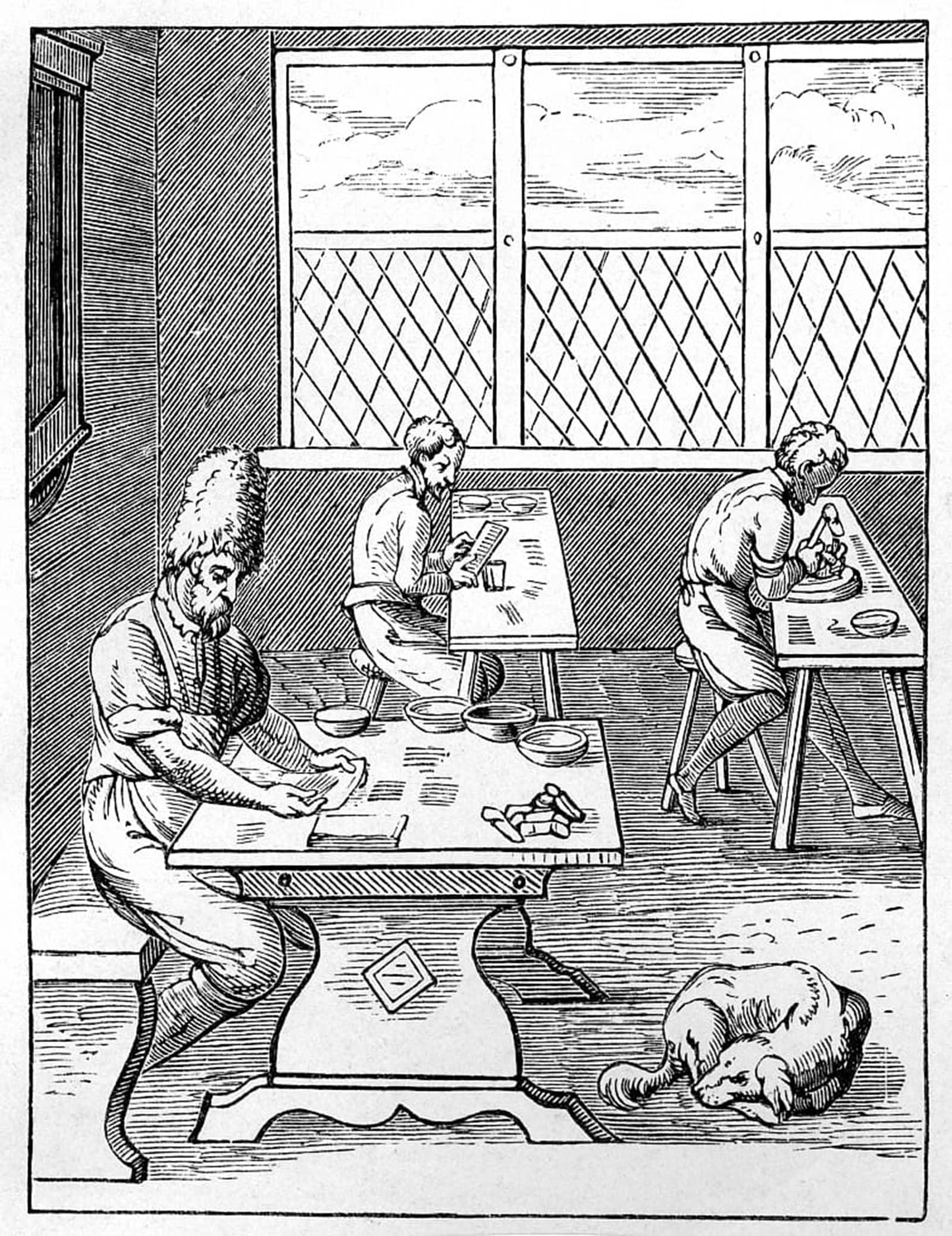 POSTERIIk Vintage Art Print Images Pictures Print Pin and Needle Maker by Jost Amman Modern Colour Posters for Office Home Decor 60x90cm
