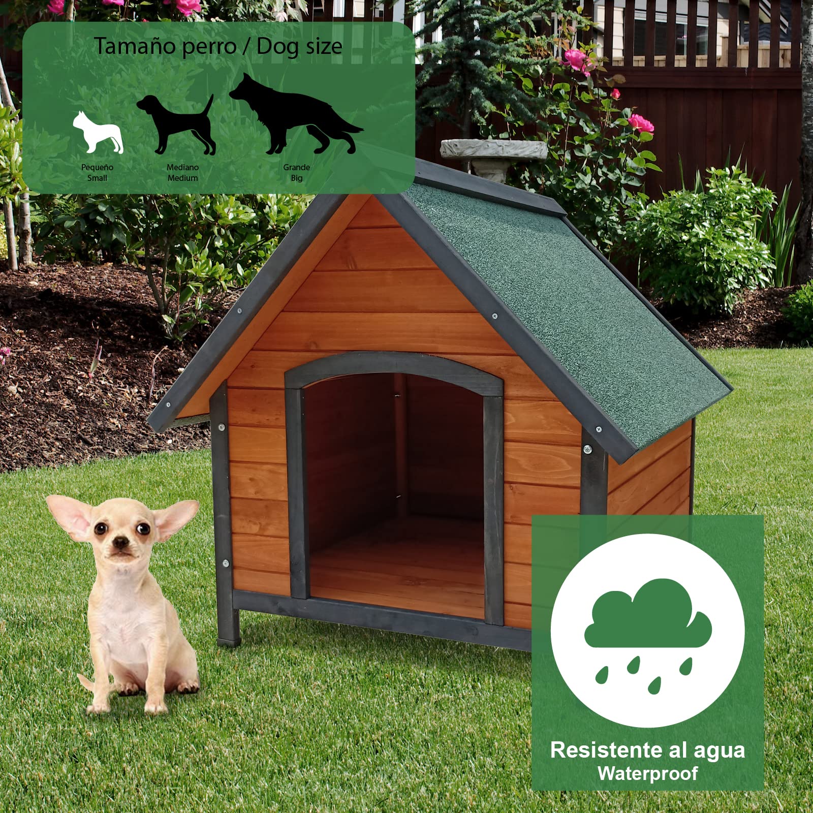 GARDIUN KNH1210 - Caseta de Perro Sweet 76 x 72 x 76 cm a 2 Aguas - Perro Pequeño