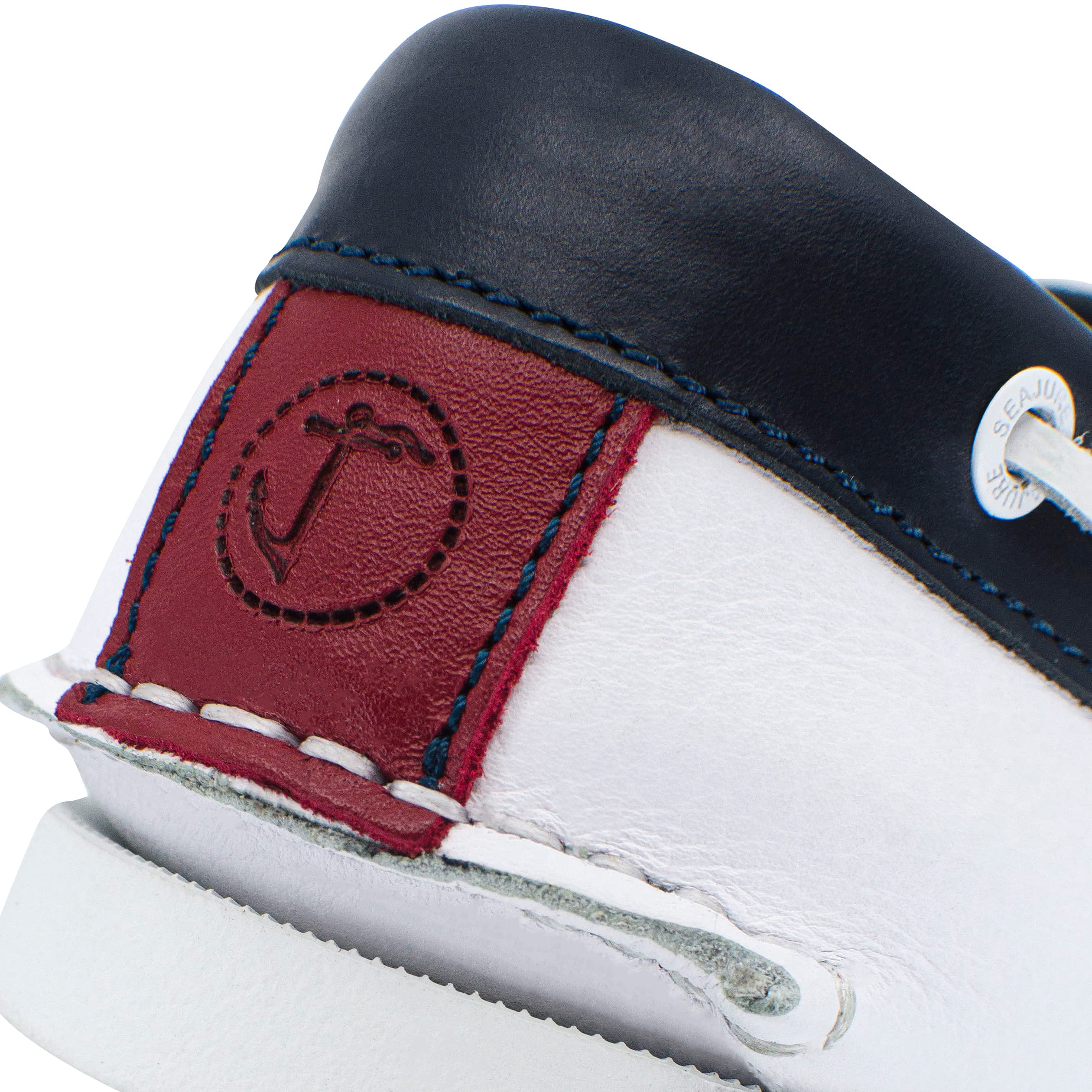 Seajure Damen Bootsschuhe Navagio Weiß, Marineblau und Rot Leder