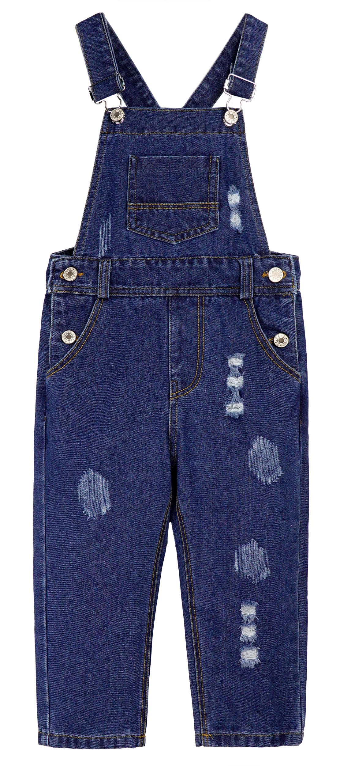 KIDSCOOL SPACE Girls Denim Overalls, Cotton Jean Workwear Pants