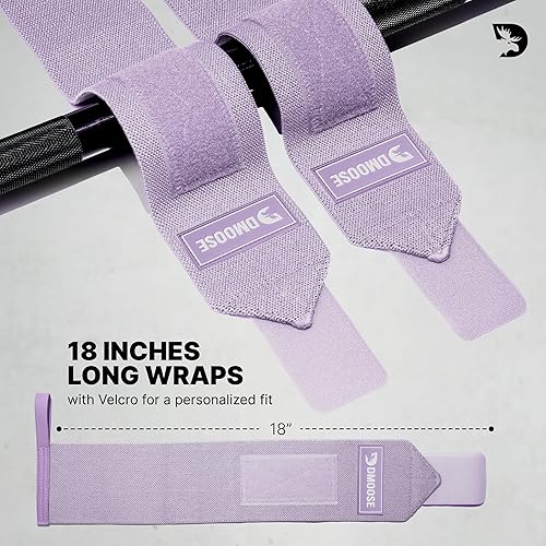 Miniatura 6 de DMoose Fitness Muñequeras para levantamiento de pesas de 18 pulgadas – Envoltura de gimnasio resistente con lazo para el pulgar para apoyo y alivio