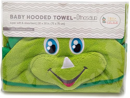 Miniatura 4 de Little Tinkers World Paquete de toallas con capucha prémium para bebés y niños, diseño de dinosaurio, 1 toalla para bebé y 1 toalla para niños,