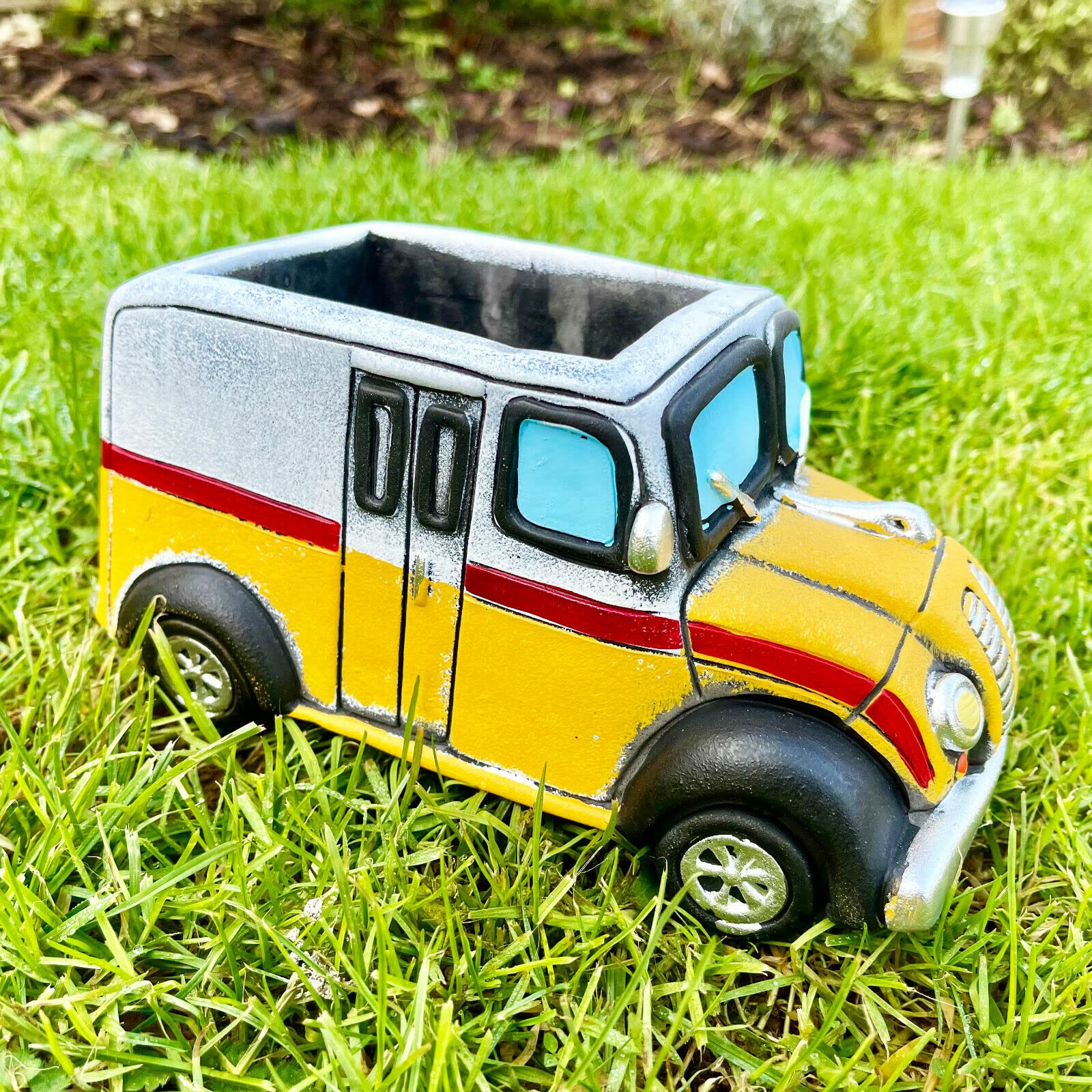 Darthome Yellow Cement Delivery Van Planter Truck Farmhouse Vehicle Plant Flower Pot Gift 21Cm