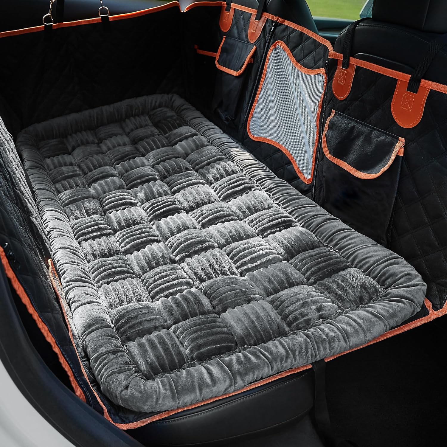 (Similar )Soulbond Backseat Pet Bed Mat,Dog Bed for Car,Fuzzy Dog Seat Cover for Car Back Seat, Non-Slip Travel Pet Mat, Fit for Backseat Extenders and Seat Covers(Gray)