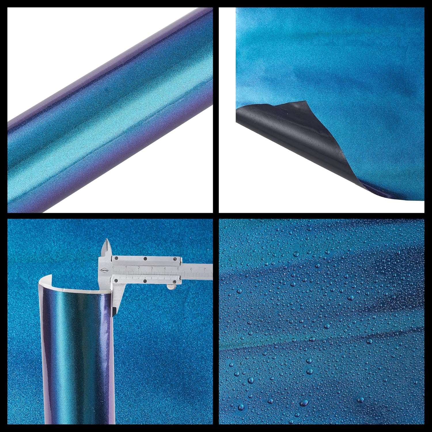 Glossy Galaxy Purple to Light Blue Chameleon Vinyl Wrap Sparking Diamond Glitter Purple Blue Color Change Self Adhesive Vehicle Film Roll Car Exterior Interior Decoration (59.84'' x 39.37'')