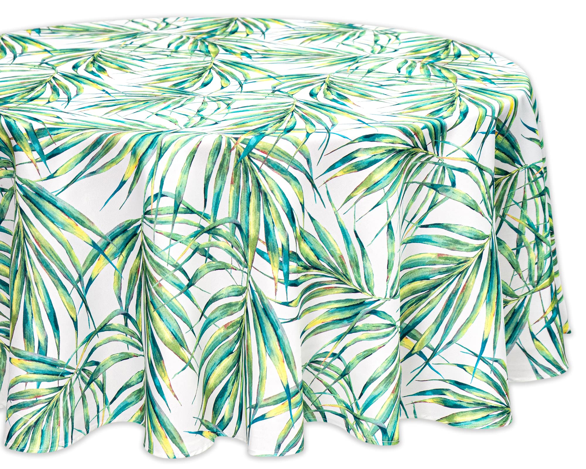 YiHomer Spring & Summer Table Cloth - 70 Inch Round Tablecloth - Waterproof Wrinkle Free Table Cover for Outdoor or Indoor Use, Palm Leaves Dream