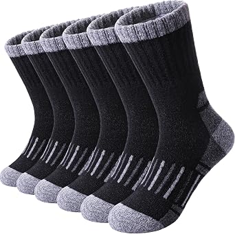 LINEMIN Kids Merino Wool Hiking Socks Toddlers Boys Girls Winter Warm Thick Thermal Boot Cushion Crew Socks 6 Pairs