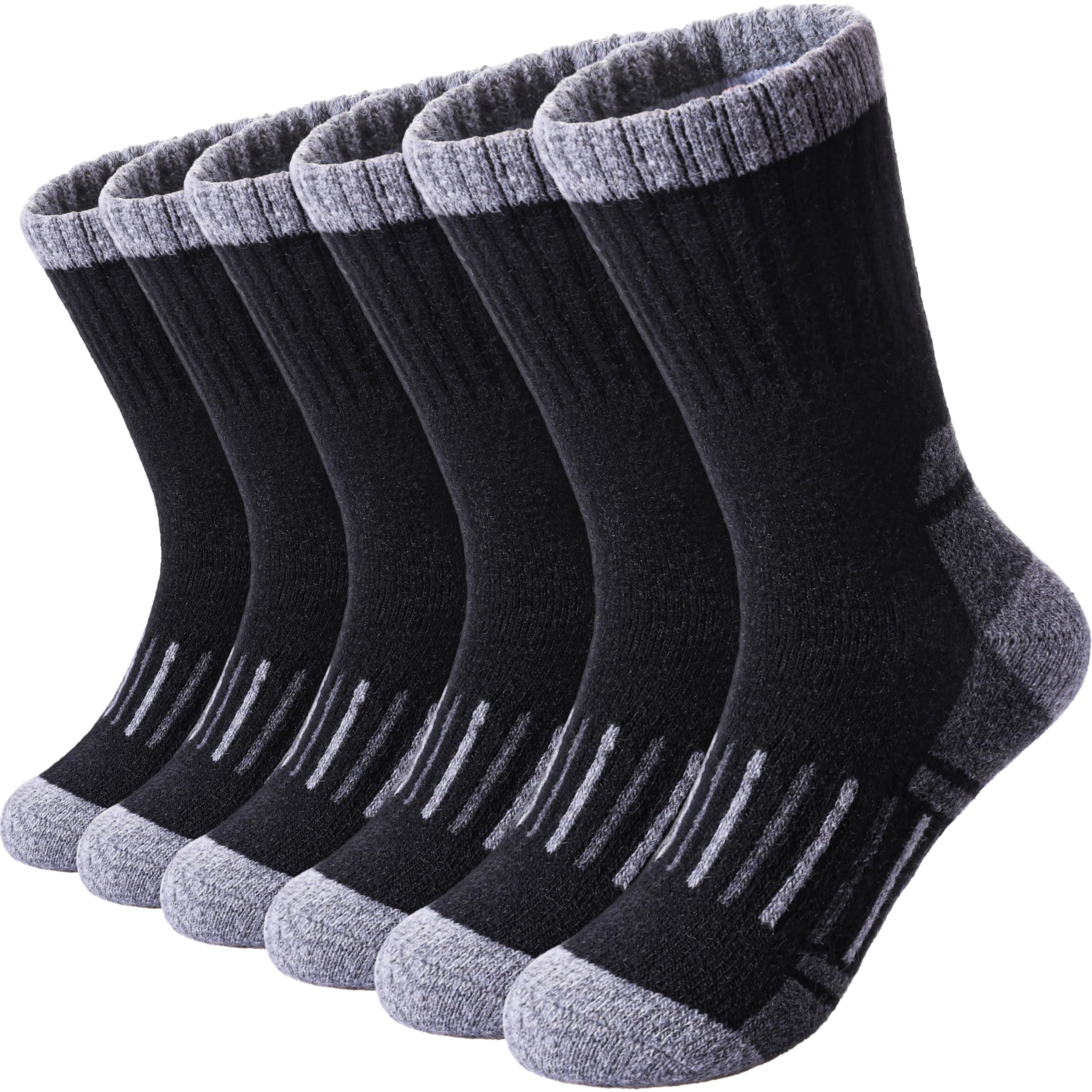 LINEMIN Kids Merino Wool Hiking Socks Toddlers Boys Girls Winter Warm Thick Thermal Boot Cushion Crew Socks 6 Pairs