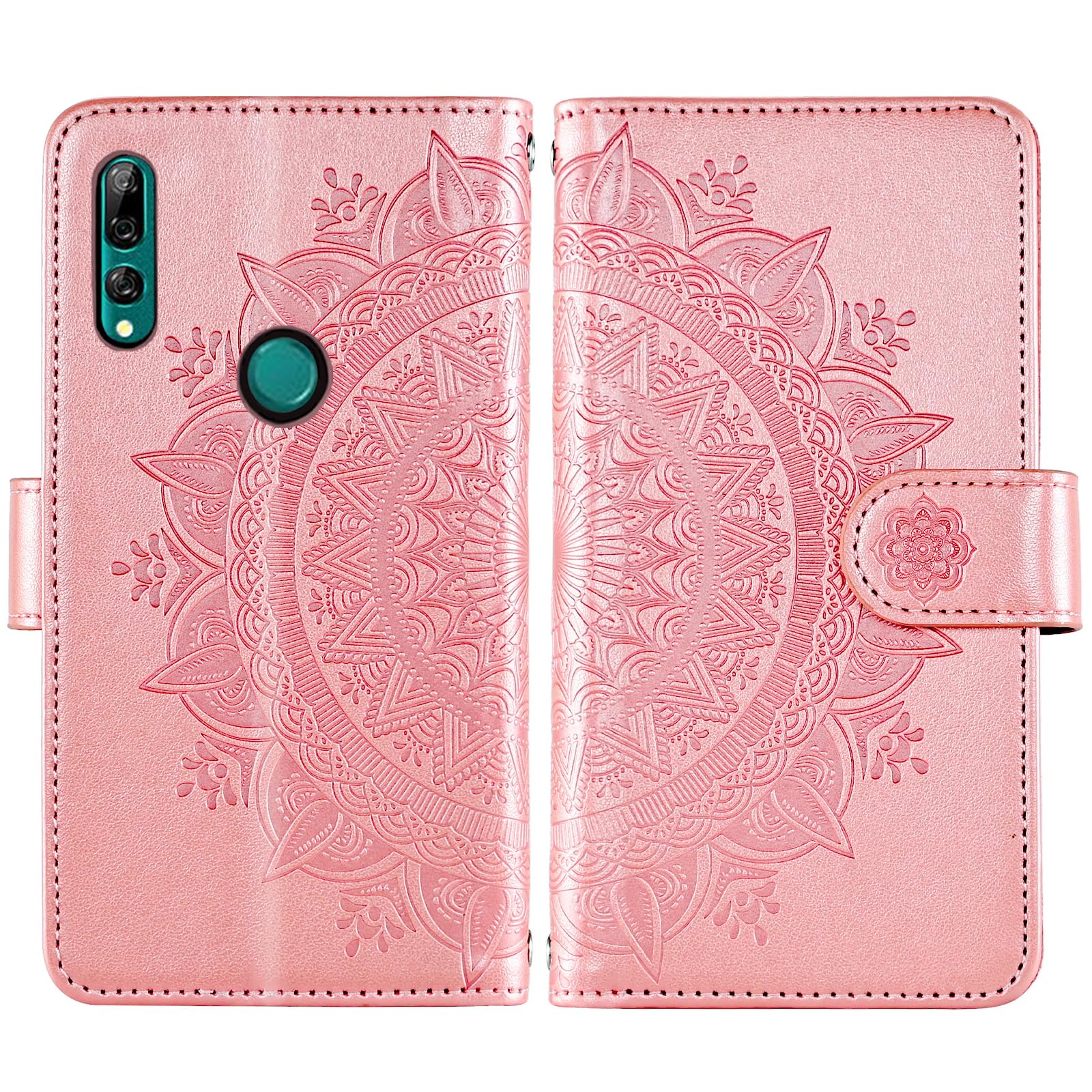 Custodia Honor 9X / P Smart Z Con Fiori In Rilievo, Portafogli E Chiusura Magnetica, Protezione Antiurto - Gatto E Ape - 3