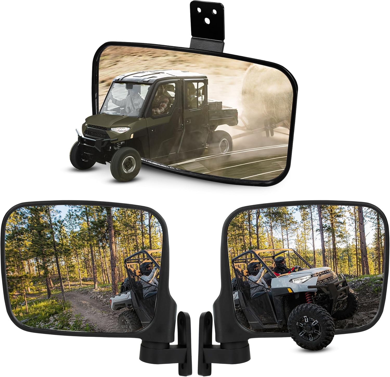 SAUTVS Side Mirrors Rearview Mirror Kit for Polaris Ranger XP 1000/ Ranger 1000, Folding Side Mirrors Center Convex Rear View Mirror for Polaris Ranger XP 1000/ Ranger 1000/Crew 2018-2025 Accessories