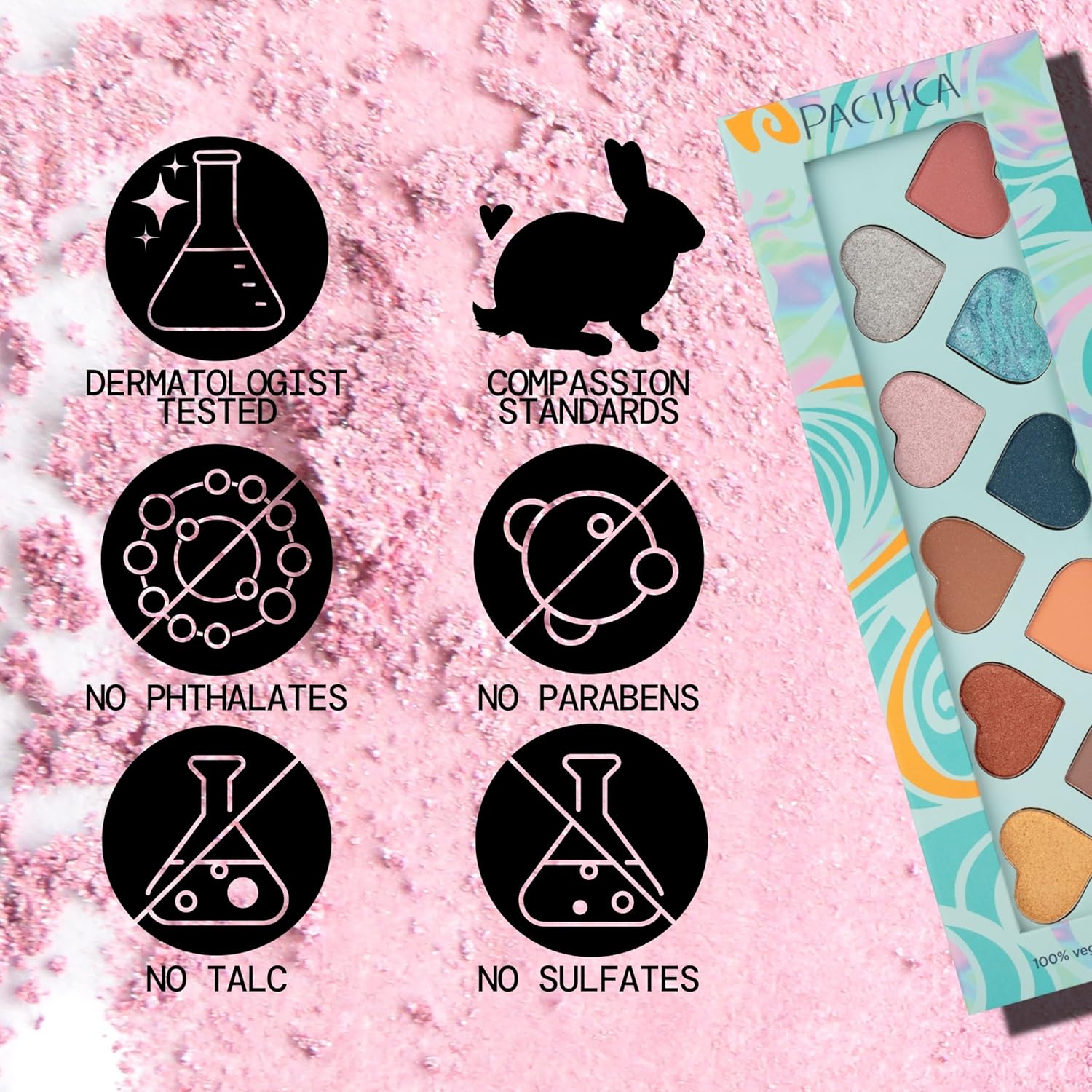 Pacifica Eyeshadow Palette – Malibu Mineral Eyeshadow, Blendable Neutral Shades with Velvet Matte, Shimmer & Metallic, Cocoa Butter Infused, Talc-Free, Vegan & Cruelty-Free, 0.24 oz (10 Shades) - Image 5