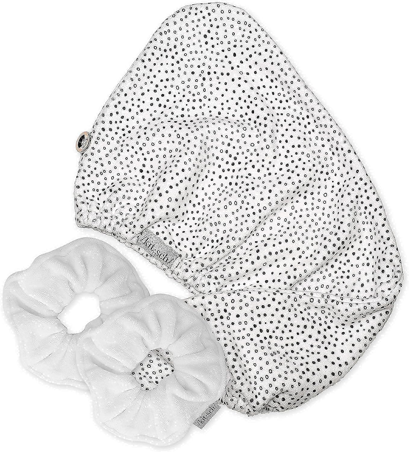 Kitsch Microfiber Hair Towel Wrap for Drying Wet Hair and Microfiber Scrunchies for Frizz Free Heatless Hair Drying | Cleanse Bundle (Micro Dot | White) : Beauty & Personal Care