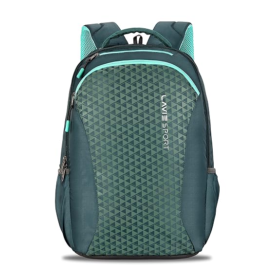 Lavie Sport Rapid 34 Ltrs Travel Backpack | School College bag for Boys & Girls | Laptop Sleeve (Green)
