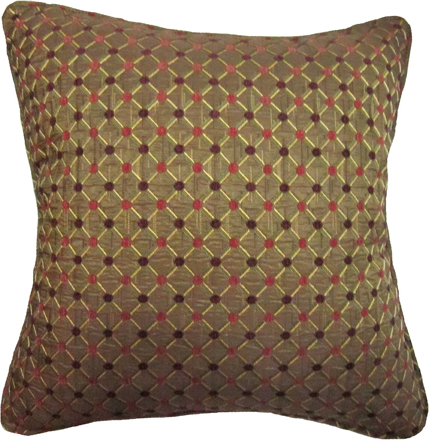 ReynosoHomeDecor 20x20 Burgundy and Pink Dots Brocade Decorative Throw Pillow Cover (MAGA Collection)
